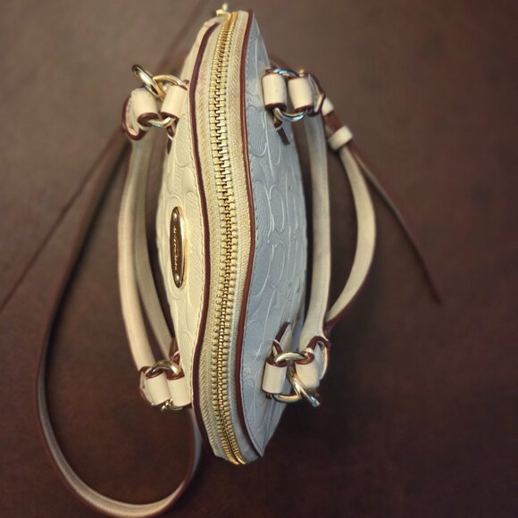 Coach CORA Dome Debossed Leather Mini Off white Bag - Picture 3 of 9